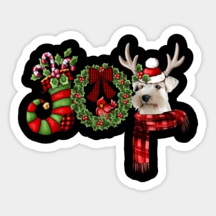 Christmas Joy Dwarf Stocking Reindeer Miniature Schnauzer Sticker